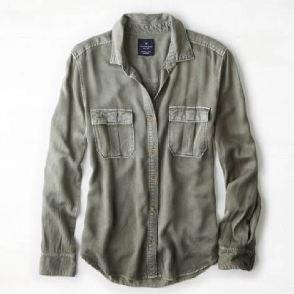 Green American Eagle Button Down Top